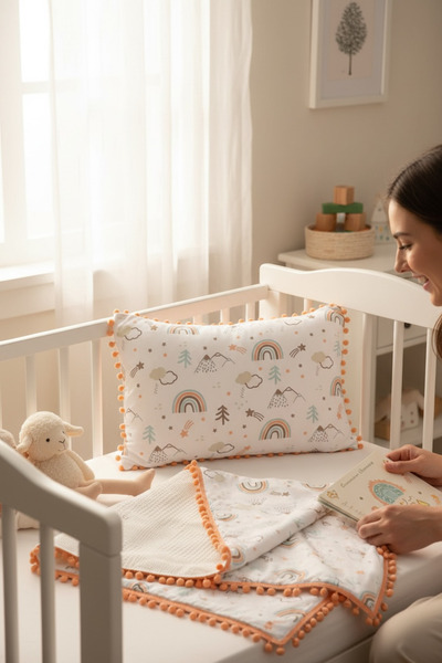 FG Store بطانية ووسادة من الموسلين بطبقة مزدوجة متعددة الأغراض من القطن 100%