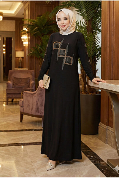 modamira Kadın Siyah Sandy Tarz Özel Tasarım Davet Anne Büyük Beden Boydan Ab...