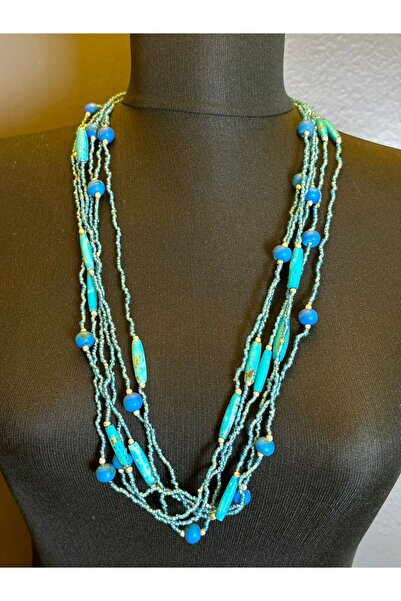 Gönülden Tasarım Turquoise Natural Stone Detailed Multiple Women's Necklace -...