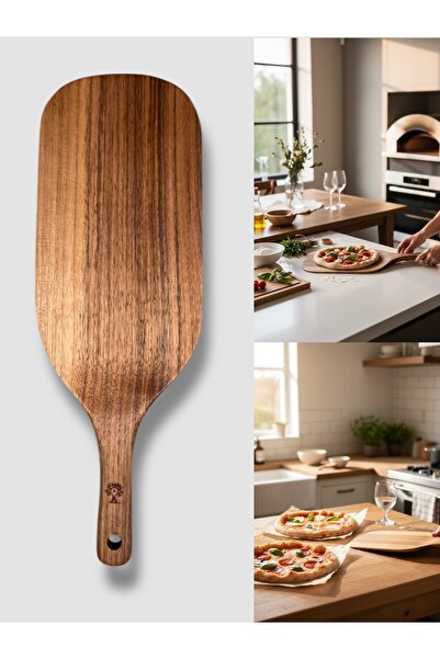 Öz ahsap El Yapımı Ceviz Ağacı Ev Tipi Pizza Küreği Tahtası Premium Lahmacun Cevireceği