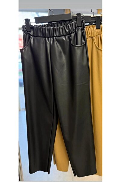 Sara Deluxe Leather-Look Buy Elastic Waist Pocket Pants