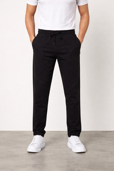 Butik Мъжки панталон с прав крак - джоб с цип - без гънки, от еластична висок...