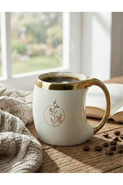 Paçi Gümüş Yaldızlı Tekli Kupa – Porselen Kahve & Çay Kupası – Şık Tasarımlı Günlük Kupa