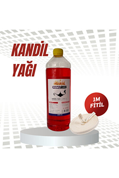 Point Care Kırmızı Kandil Yağı Kokusuz Dumansız Iç Mekan 1 Litre Gaz Lambası Yakıtı + 1 m Fitil