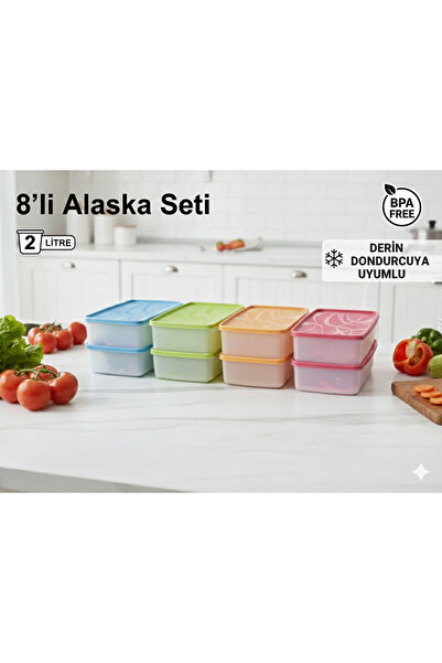 Righton Alaska 8-Piece Deep Freezer Storage Container Set - 2 Liter Colorful ...