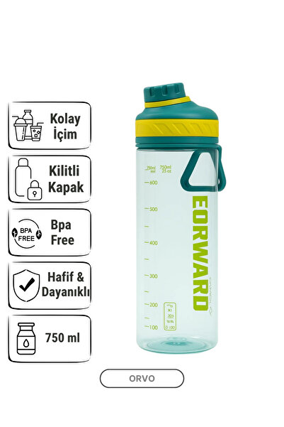 ORVO قارورة مياه رياضية سعة 750 مل – غطاء قابل للقفل، مع فوهة، وحزام تعليق (أ...
