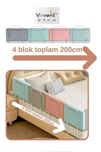 MCK VEVONS 200 Cm Yatak Bariyeri Lüx Yatak Ve Baza Korkuluğu Güvenlik Bariyeri