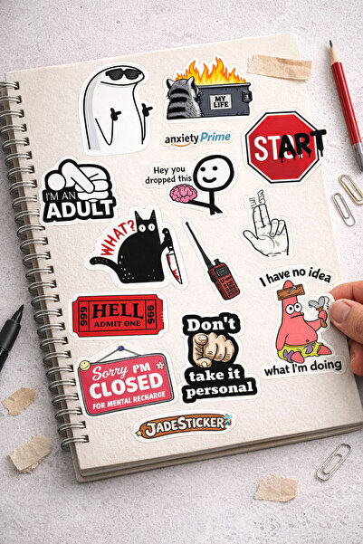 jadesticker Komik Sticker Albümü Sanat - Komik - Art - Mental Sticker Seti, L...