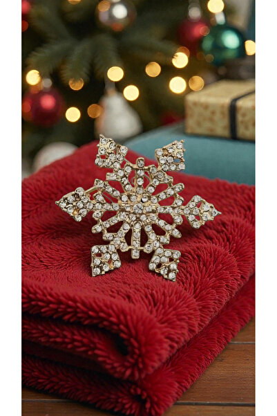 İNİTİUM Yeni Yıl Temalı 1. Kalite Zirkon Taşlı Broş(Hediye Kutulu)