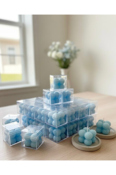MUM 50 Adet Mavi Mika Kutulu Bubble Söz Nişan Düğün Baby Shower Doğum Günü Or...