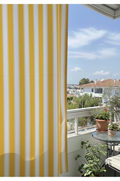 özsa Balkon Perdesi EnxBoy Seçenekli Kuşgözlü Balkon Brandası Sarı Beyaz