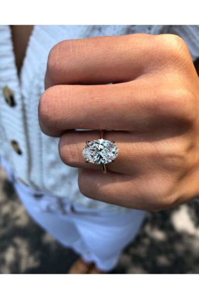 Crystal Diamond Zirconia 6.25 karat oval tektaş yüzük