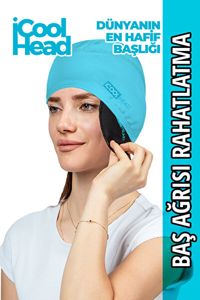iCool Head Mıgren Ve Baş Ağrısı Giderici Başlık, Sıcak Ve Soğuk Kompres Şapka, Buz Paketi Bandaj (UÇUK MAVİ)