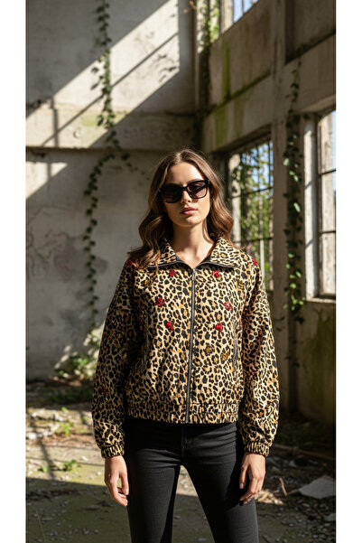 Smirnebutik Leopar Desenli Bomber Ceket