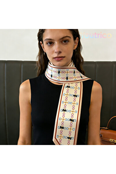 Youtrico أوشحة حريرية طويلة، عصابات رأس، خيول، سلاسل، 147 سم