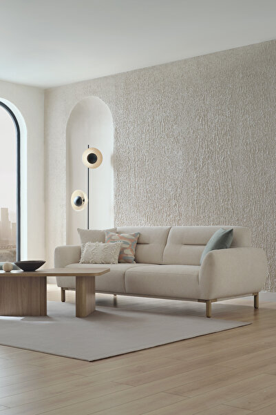 Enza Home Perge 3'lü Yataklı Koltuk - Krem