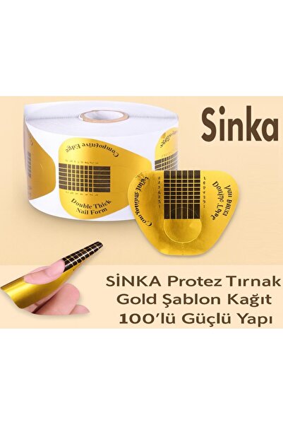 SİNKA Protez Tırnak Gold Şablon Kağıt 100'lü Güçlü Yapıştırıcı