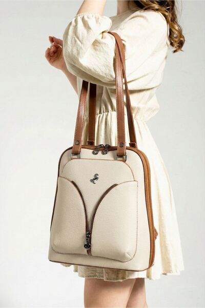 byhakan Rucsac de damă tip geantă de umăr MIAMI POLO 1206 Juniper, piele, crem