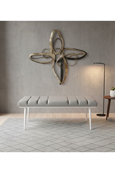 ÖZCAN METAL Beyaz Metal Ayaklı Metal Kasalı Bench Mutfak Salon Antre Yatak Od...