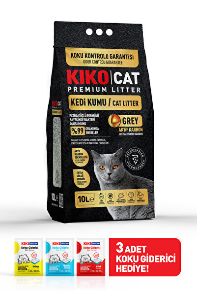 KIKO CAT GREY AKTİF KARBON PREMIUM BENTONİT KEDİ KUMU - 10L