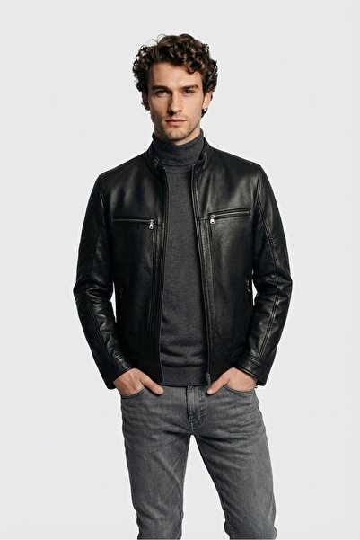 Elle Shoes Siyah Deri Erkek Ceket