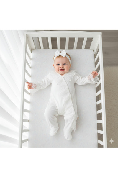 Miniday Baby Baby Girl Mevlütlük Romper with Lace and Bandana