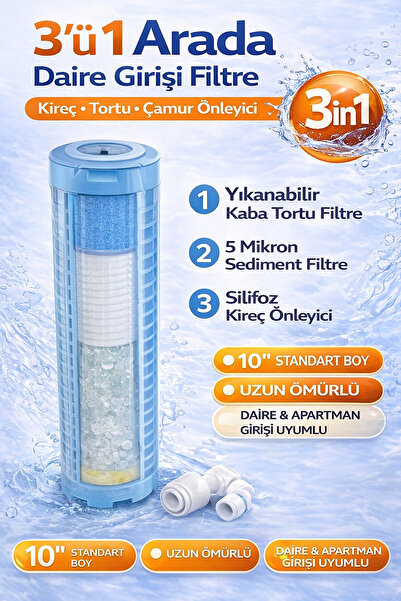 AQUA BELLA 3in1 Daire Girişi Kireç, Tortu ve Çamur Önleyici Filtre