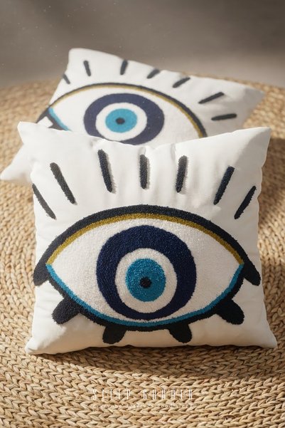 Sleep Garden Husă de pernă decorativă cu design Nazar Boncuğu 45x45 cm 2 bucăți