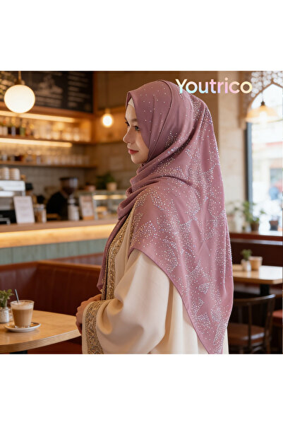 Youtrico وشاح حجاب إسلامي مرصع بأحجار الراين للنساء، غطاء كامل للرقبة، غطاء ل...