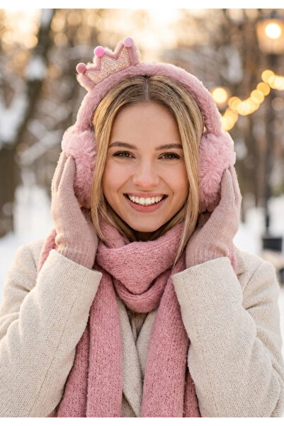 JOLIE سماعات رأس قابلة للطي من القطيفة الناعمة - وردي