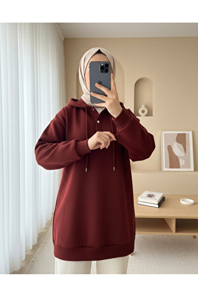 HİJABAYA Φούτερ με κουκούλα Raster με τρεις κλωστές με κούμπωμα στον γιακά