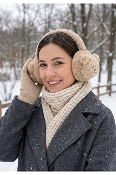 JOLIE Figured Soft Plush Headphones - Brown