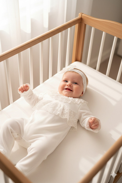 Miniday Baby Baby Girl Mevlütlük Lace Romper with Bandana