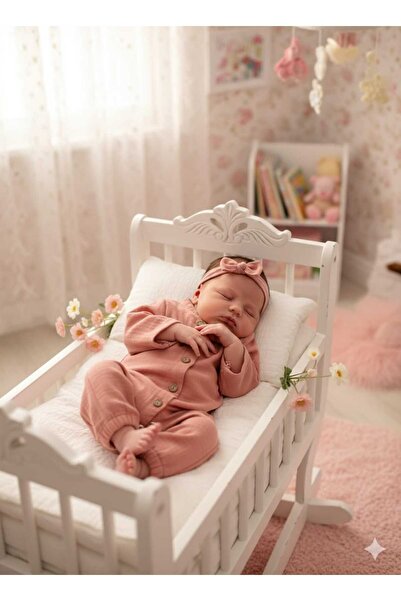 BiShop Müslin Tulum | %100 Pamuk Beyaz Uzun Kollu | 0-3 Ay Hastane Çıkışı | N...