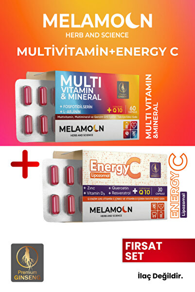 Melamoon Multivitamin , Tam Destek , Multimineral ve C Vitamin , D3 Vitamin Energy C