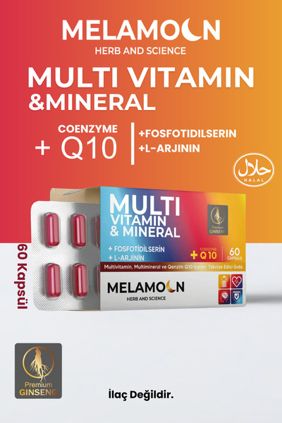 Melamoon Multivitamin , Tam Destek , Multimineral & Coenzim(KOENZİM) Q10 Kapsül, Multivitamin 60 Kapsül