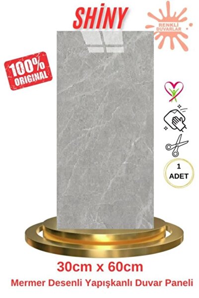 Renkli Duvarlar BS1725 Kendinden Yapışkanlı 1Adet 30x60cm Mermer Desenli Esnek Karavan Banyo Wc Duvar Kaplama Paneli