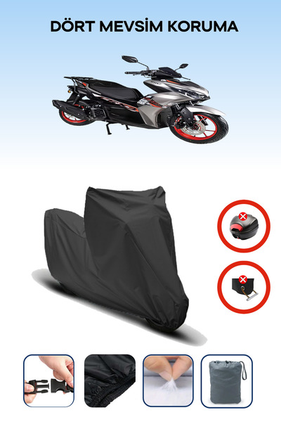 Breen Siyah Arka Çanta ve Kilit Uyumsuz Revolt Rsx3 Motor Brandası Koruma Örtüsü