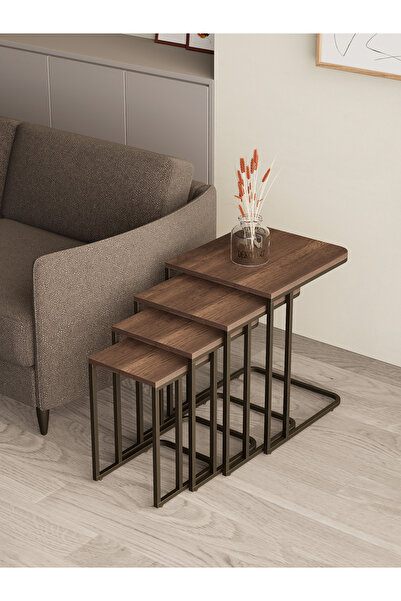 Dekoport Koltuk Altı Sehpası Tekerli Zigon 4 lü Zigon Sehpa Takımı C Sehpa