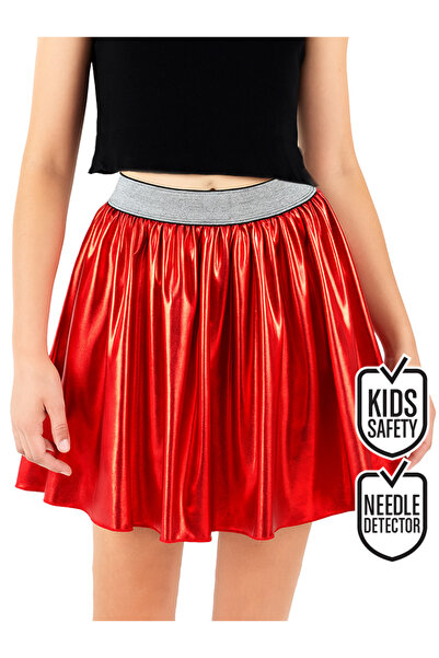Denokids New Year's Girl's Red Metallic Shiny Skirt