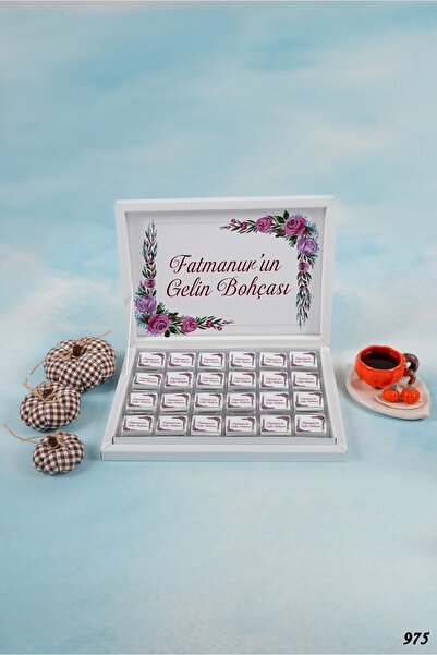 KAKAO AĞACI 100 ADET KARTON KUTU ÇİÇEKLİ GELİN ÇİKOLATASI
