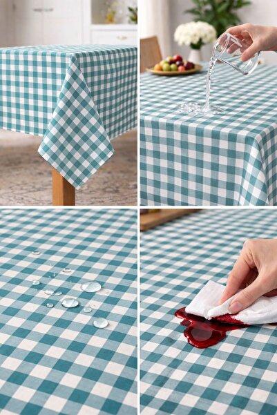 Doğa Ev Tekstili Checkered Tablecloth, Table Cloth, Picnic Cover, Duck Fabric, Water and Stain Repellent, Bohemian Style