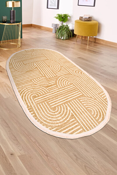 dekozer Revna Oval Halı | Yıkanabilir, Kaymaz Taban, Modern Salon ve Mutfak H...