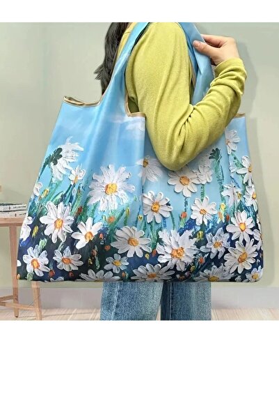 TATA CRAFT Katlanır Çanta Büyük Boy Polyester Alışveriş Çantası Yıkanabilir K...