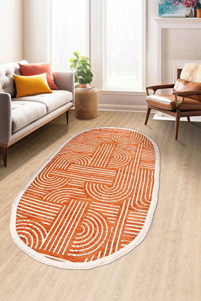 dekozer Revna Oval Halı | Yıkanabilir, Kaymaz Taban, Modern Salon ve Mutfak H...