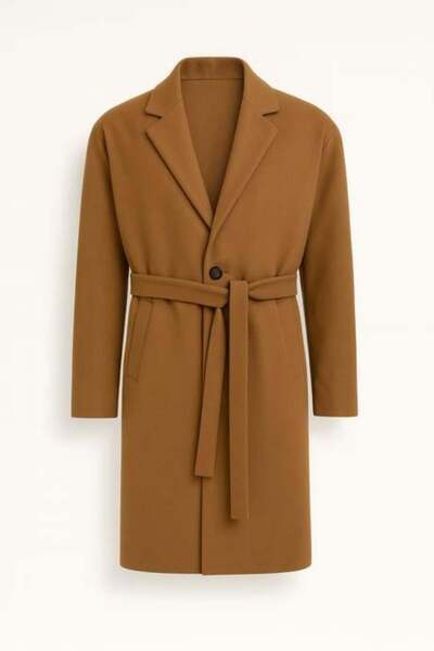 Valiberta Carlo Oversize Каше Тканина З боковими кишенями Зимовий чоловічий пальто - Camel