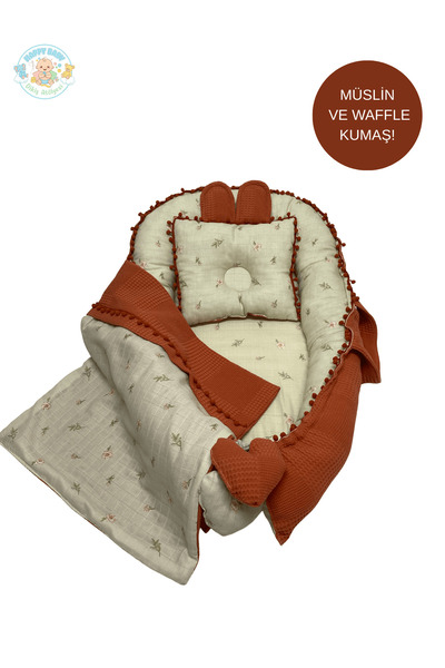 Happy Baby Dikiş Atölyesi 3 Parça Babynest Taşınabilir Bebek Yatağı Pike Yast...