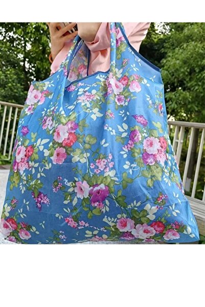 TATA CRAFT Katlanabilir Bez Alışveriş Çantası Polyester Yıkanabilir Omuz Çantası