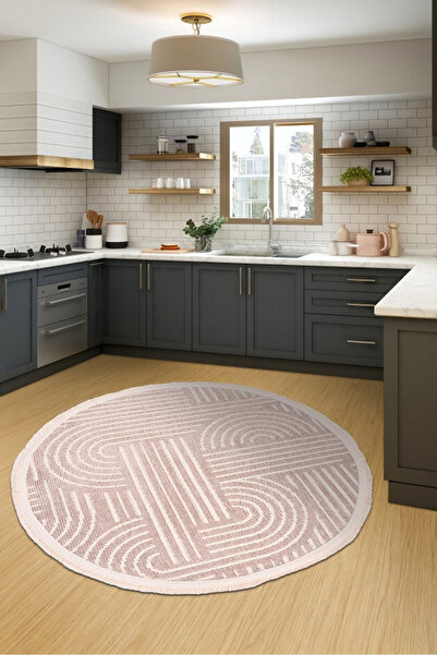 dekozer Revna Yuvarlak Halı | Yıkanabilir, Kaymaz Taban, Modern Salon ve Mutf...