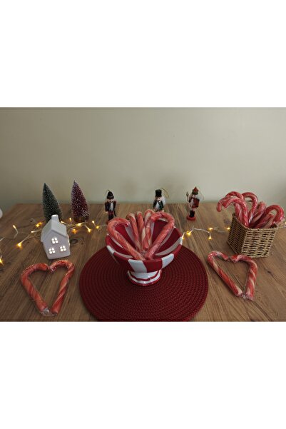 HASEL Baston Şekeri 50 Adet KIRMIZI-BEYAZ ŞERİTLİ (YILBAŞI, HEDİYELİK, KERMES, 35 GRAM)